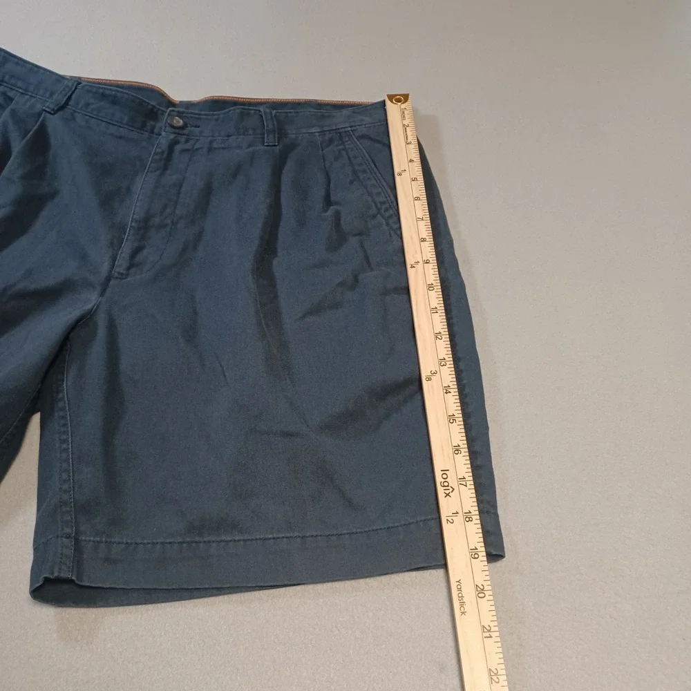 Savane Mens Pleated Chino Shorts Navy Blue Size 38 Cotton Blend Side Pocket